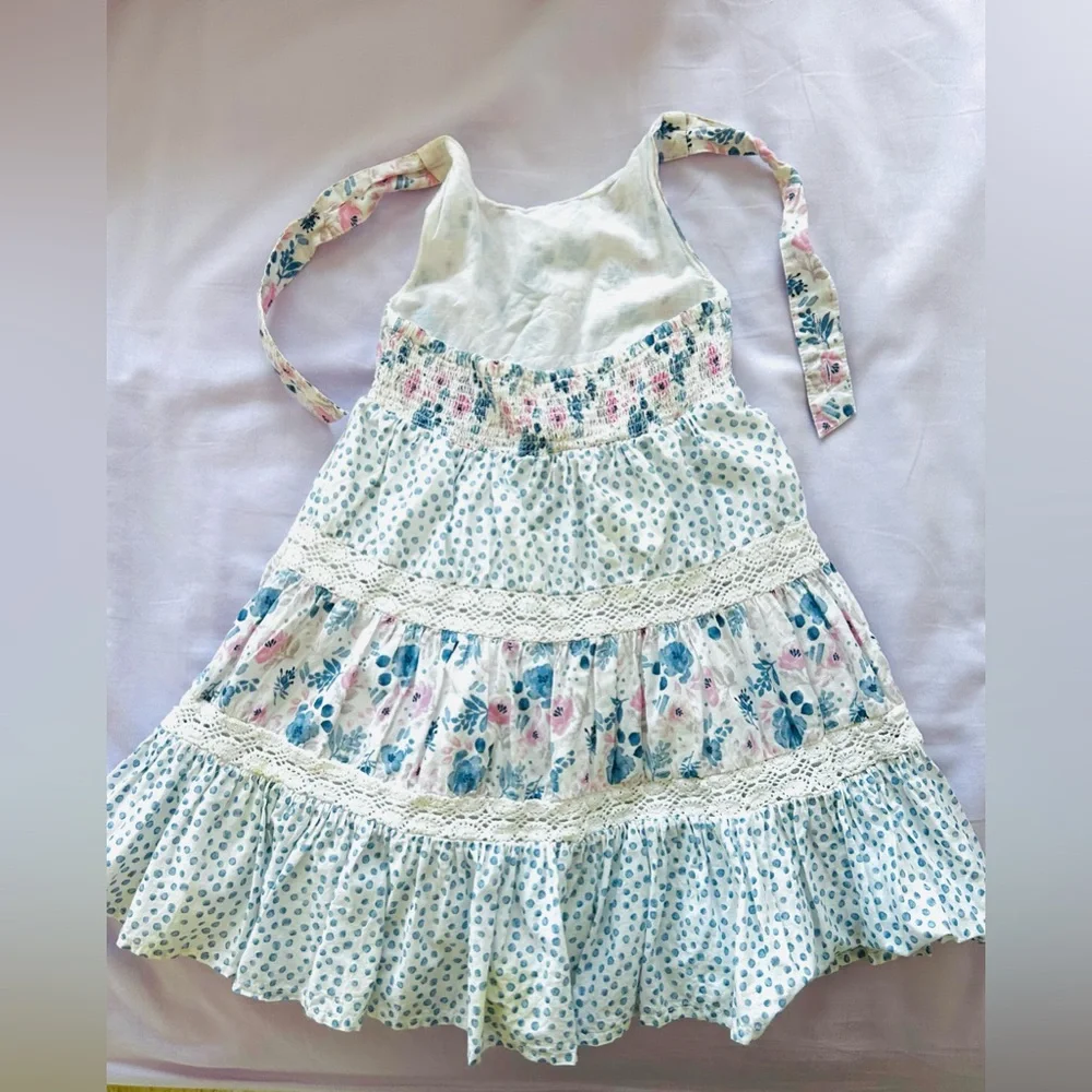 Tommy Bahama Girls Floral Crochet Tiered Lace Halter Cross Back Sundress 4T - Picture 8 of 9